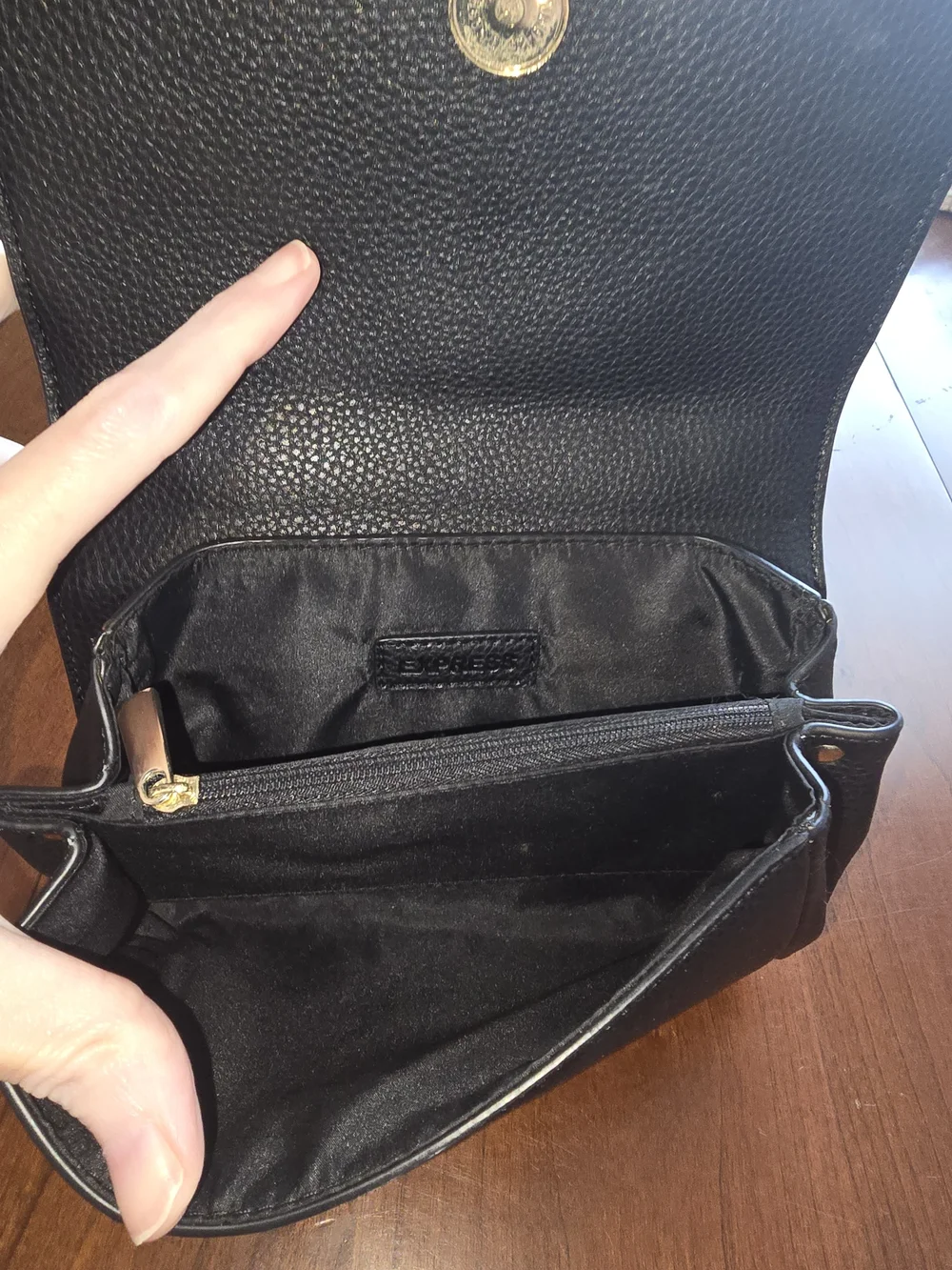 Express Black Leather Chain Shoulder Bag with Gold Snake 🐍Accent, Like New